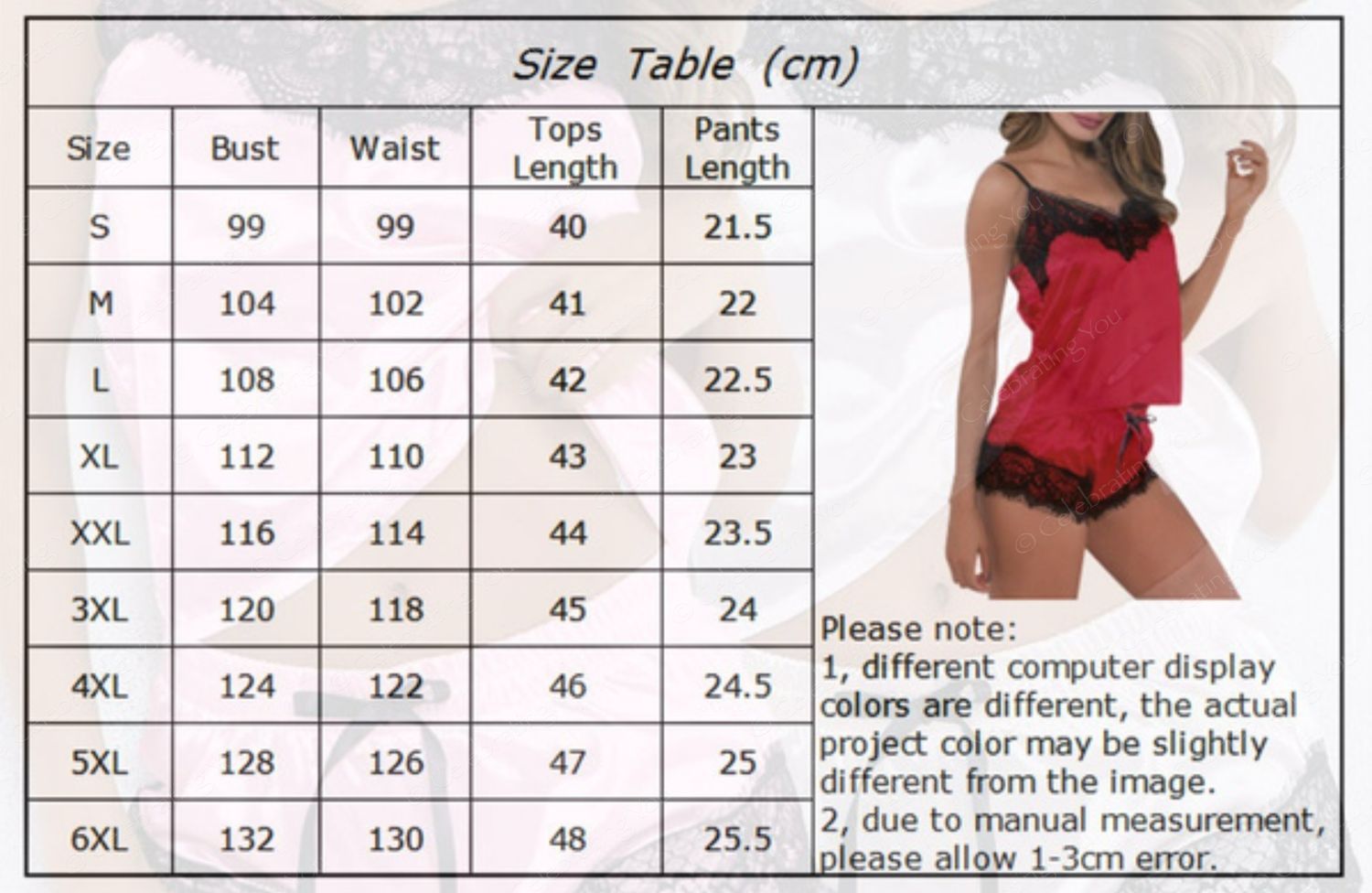 Celebrating You Women Fashion Pajamas Silk 2 Piece Lace Lingerie