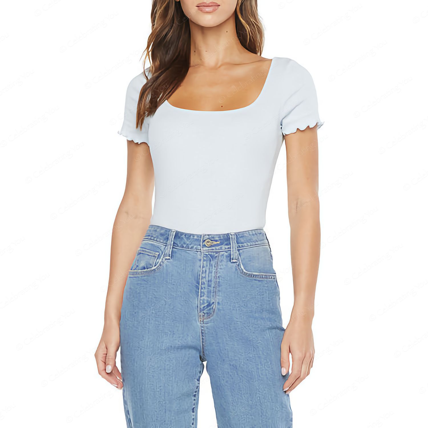 Women’s Junior Square Neck Short Sleeve Bodysuit