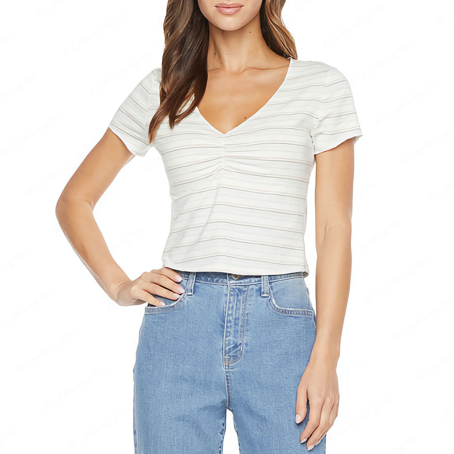 Women’s Juniors V Neck Short Sleeve T-Shirt