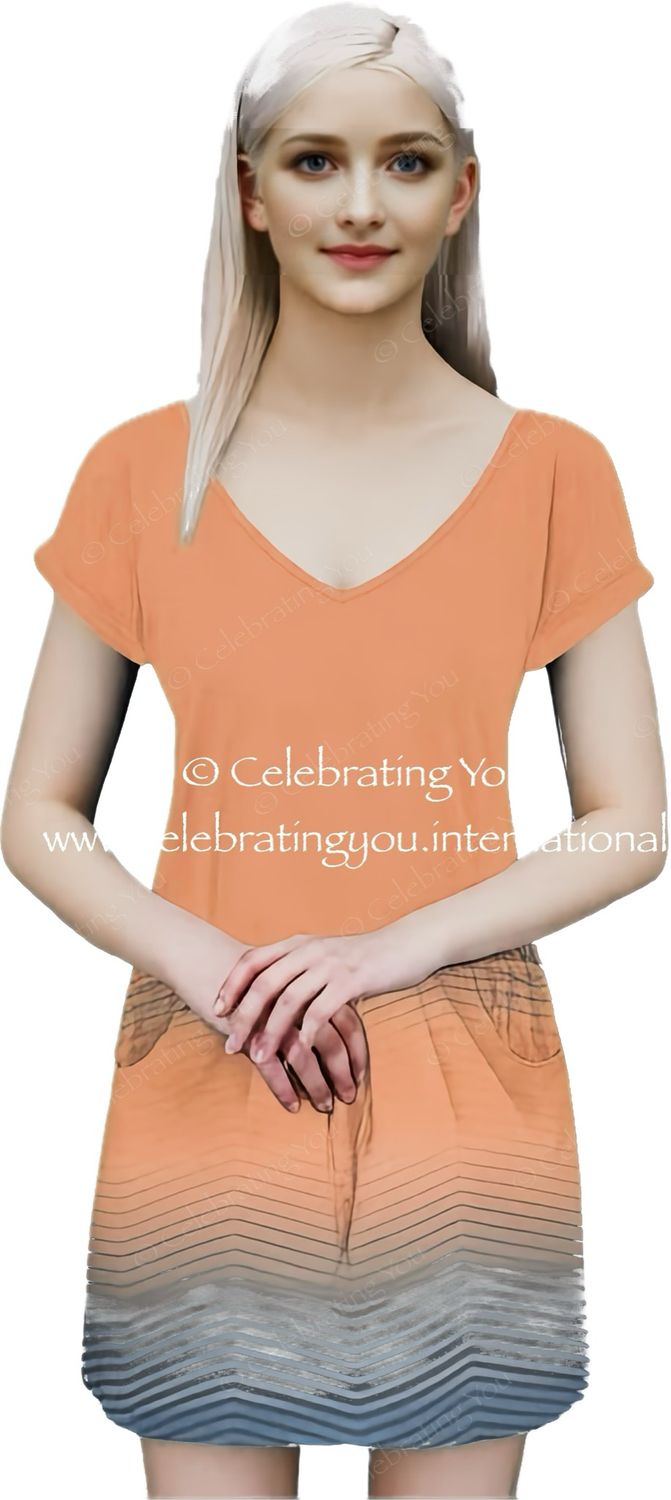 Women’s V-Neck Front (Painted) Tie Mini Dress
