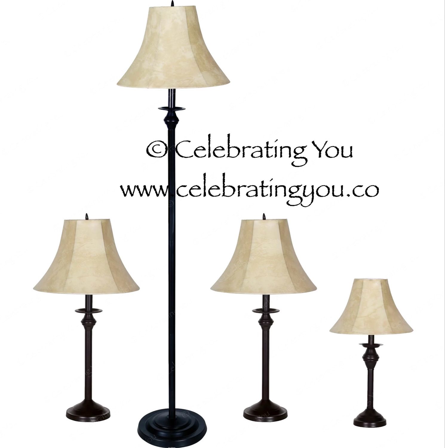 4-Piece Better Homes &amp; Gardens Traditional Table &amp; Floor Lamp Set | Bronze | Brand New