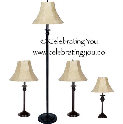 4-Piece Better Homes &amp; Gardens Traditional Table &amp; Floor Lamp Set | Bronze | Brand New