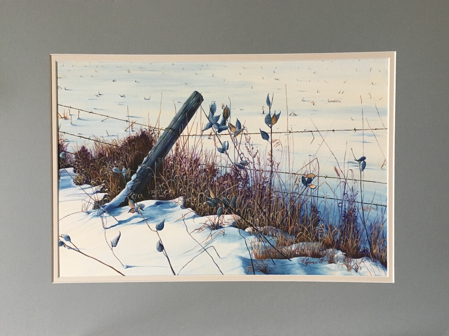 Along the Fence Line Print Matted & Signed