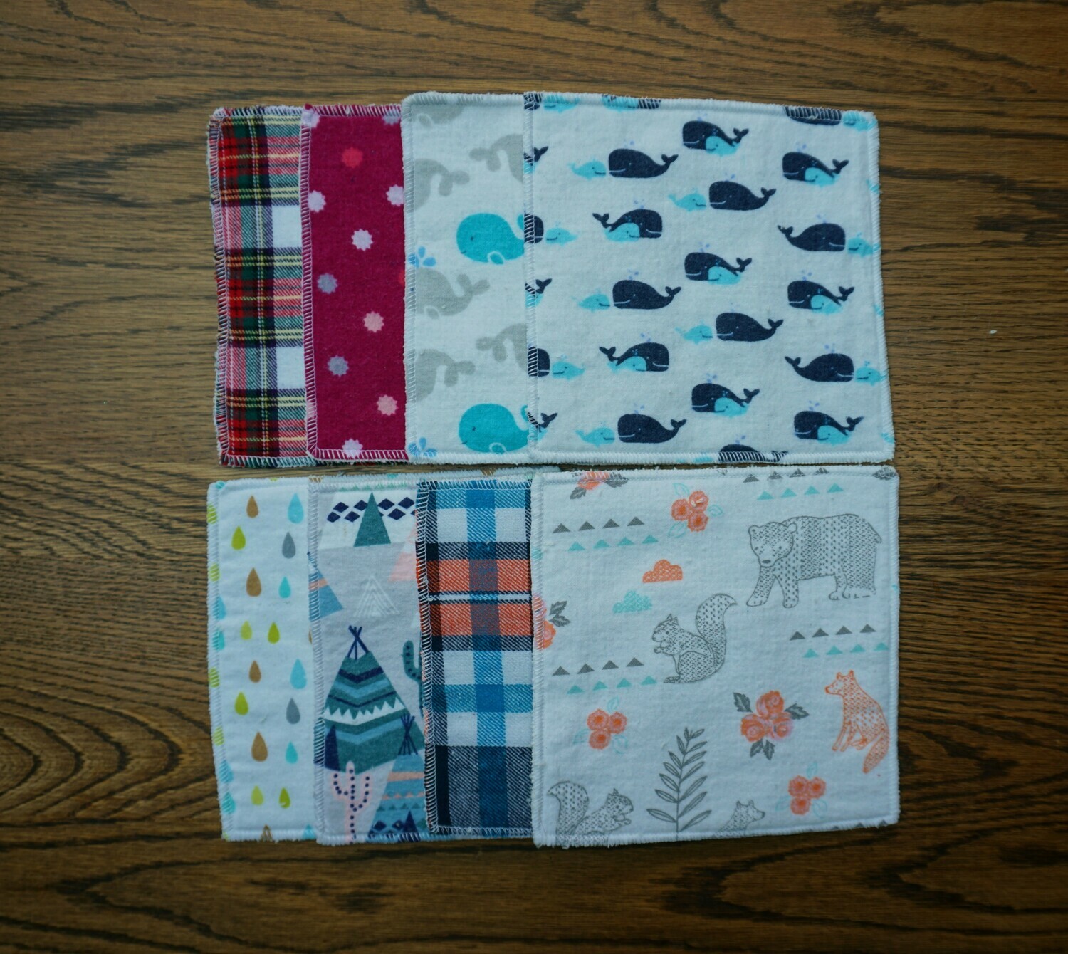 5 large washable nappy wipes.