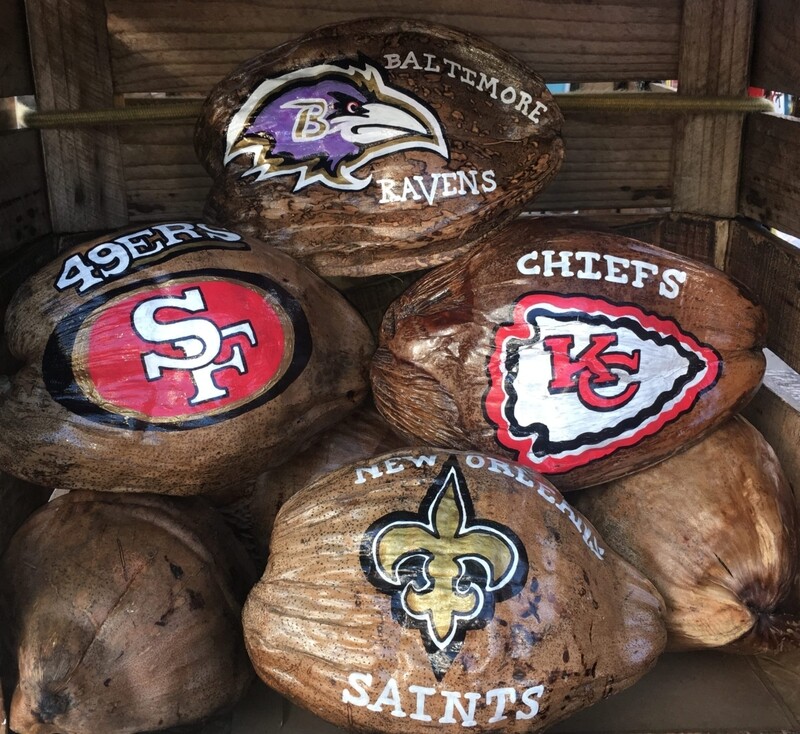 CUSTOM HAND PAINTED SPORTS LOGO KEY WEST COCONUTS / FREE SHIPPING IN THE USA!