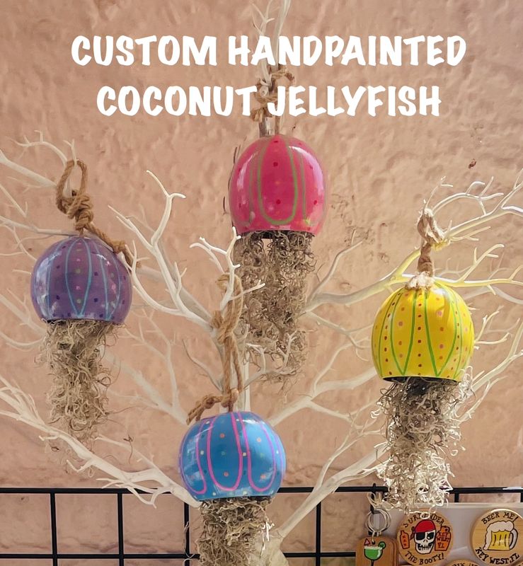 CUSTOM HAND PAINTED COCONUT JELLYFISH AIRPLANTS / FREE SHIPPING IN THE USA!