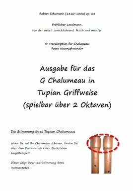 "Der fröhliche Landmann": Noten mit PlayAlong Datei für alle überblasbaren Tupian Chalumeaus