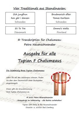 Vier skandinavische Folksongs: Noten mit PlayAlong Dateien für ALLE Tupian Chalumeaus