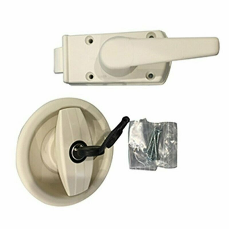 CERRADURA REDONDA CON MANGO BLANCA IZQUIERDA