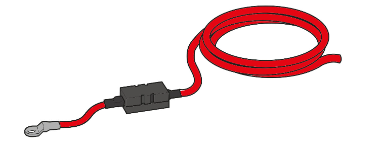 Cable de batería, rojo 16 mmø/fusible, 1,5 m
