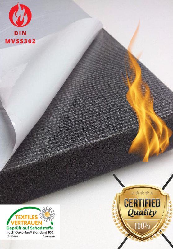 Akustik Glatt Schaumstoff Ca.100x50x11 cm SELBSTKLEBEND FOLIE Dämmung Schallschutz Flammhemend NACH MVSS302