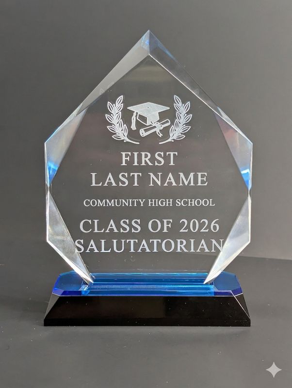 6 3/4" Blue Diamond Corner Base Impress Acrylic Award