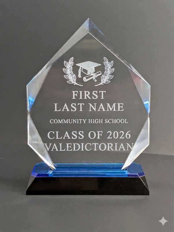 6 3/4" Blue Diamond Corner Base Impress Acrylic Award