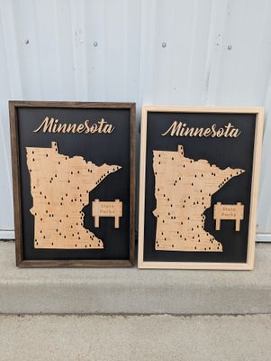 Minnesota State Parks Map-Laser-Cut Wood Sign