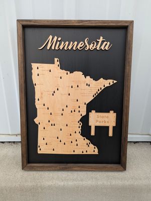 Minnesota State Parks Map-Laser-Cut Wood Sign