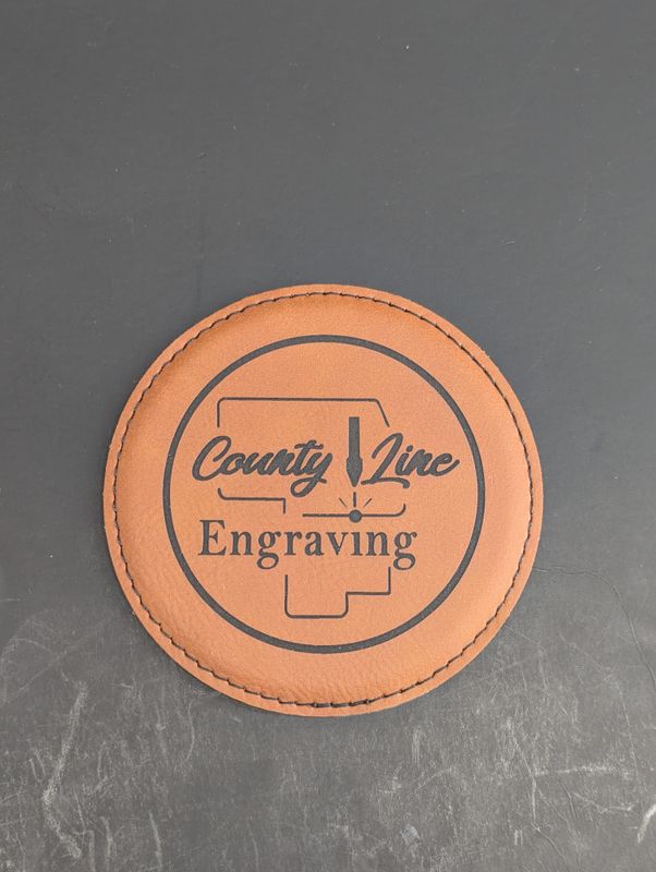 4" Rawhide Round Laserable Leatherette Coaster