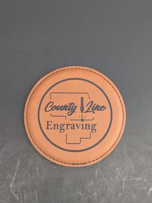 4" Rawhide Round Laserable Leatherette Coaster