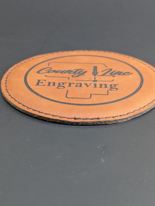 4" Rawhide Round Laserable Leatherette Coaster