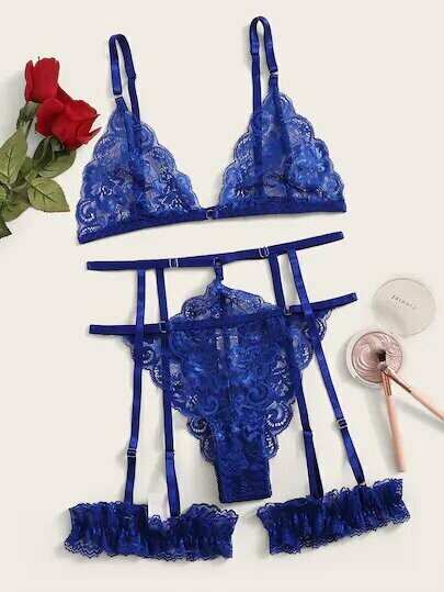 3 Piece Set: Bra, Panty, &amp; Garter Belt