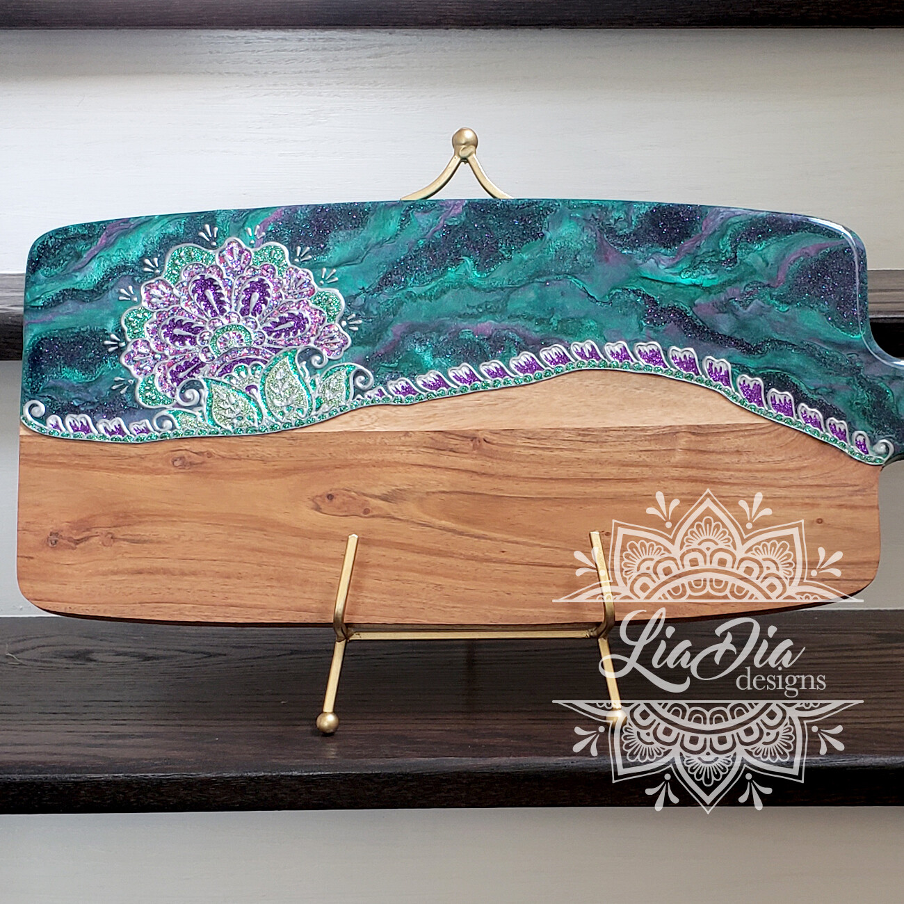 Mermaid Garden Resin Charcuterie Cheese Paddle Board