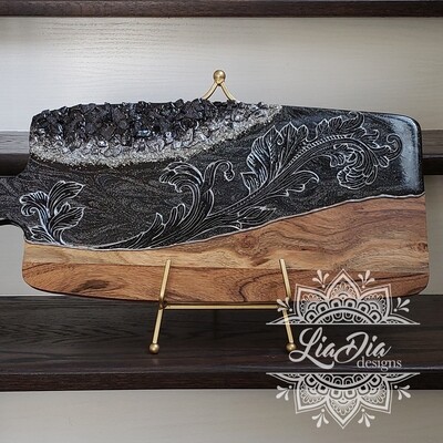 Victorian Flourish Resin Geode Style Charcuterie Cheese Paddle Board