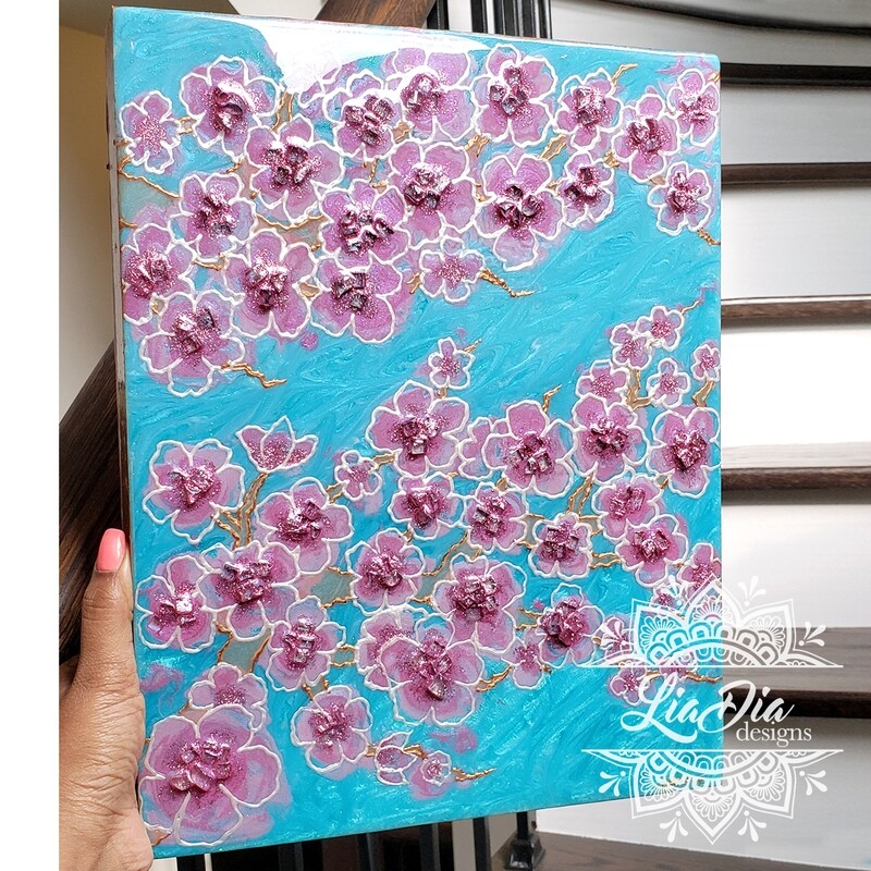 Cherry Blossoms - Wooden Canvas Wall Art