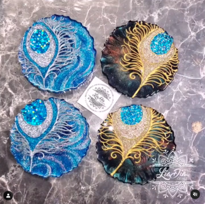 Glam Peacock Coasters - Set of 2
