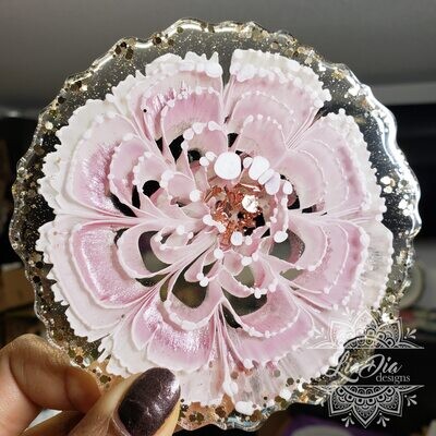 Flower Coasters- White and Pink - Set of 4