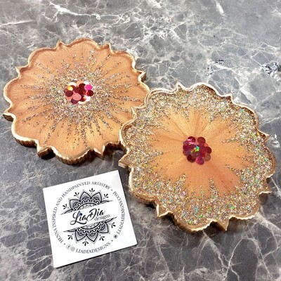 Ultra Glam Tangerine Blossom Coasters - Set of 2