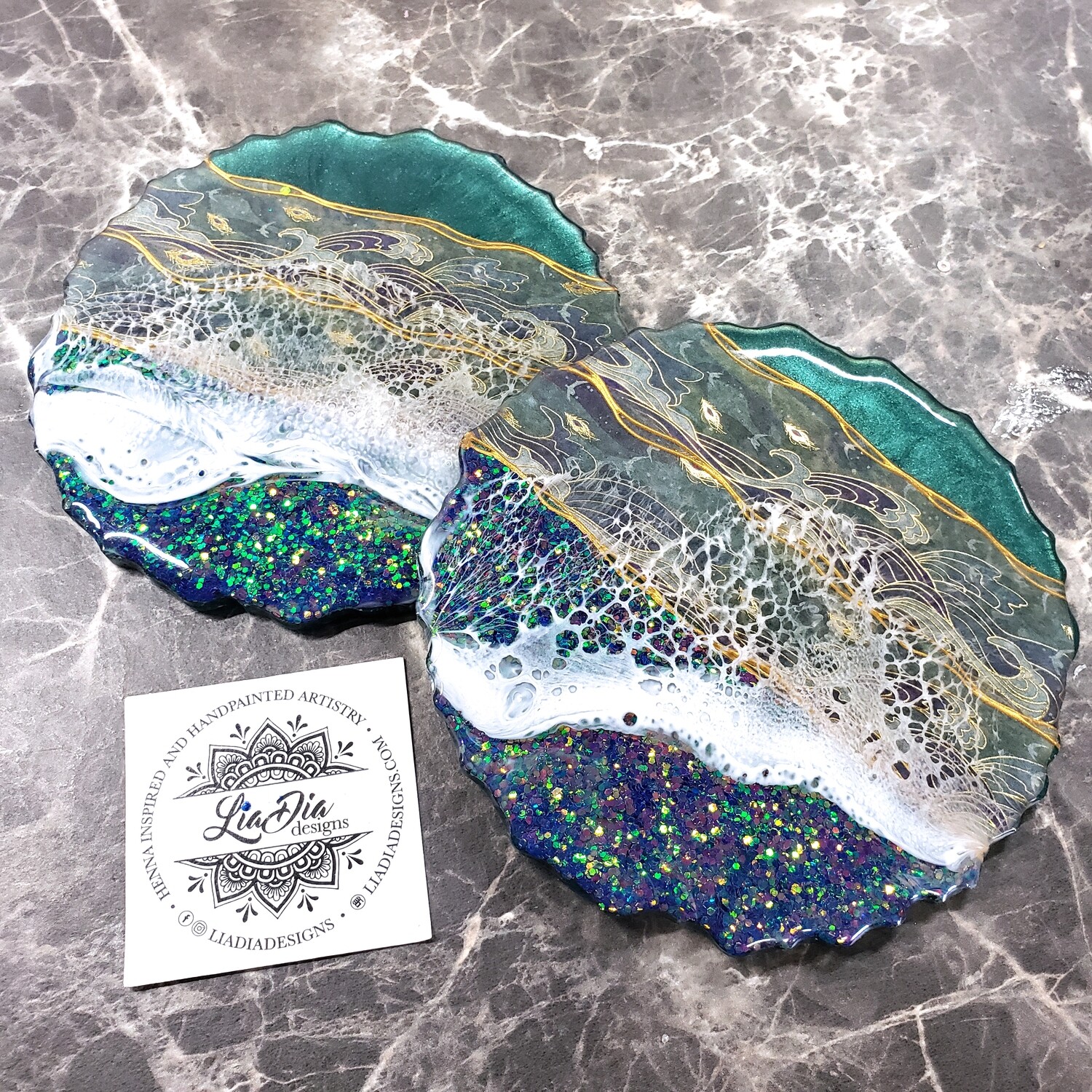 Mystic Ocean Washi Tape Coasters - Set of 2