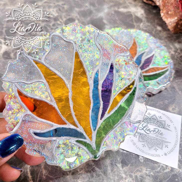 Stained Glass Birds of Paradise - Set of 2 Candy Wrapper Coasters