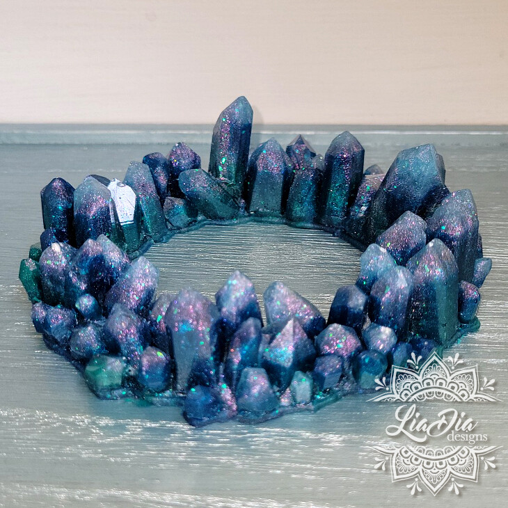 Crystal Crown Candle Ring - Deep Sea