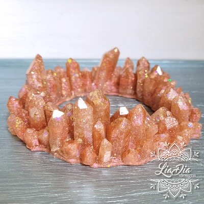 Crystal Crown Candle Ring / Dice Tray - Magical Morganite