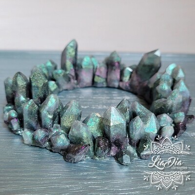 Crystal Crown Candle Ring / Dice Tray - Foggy Fluorite