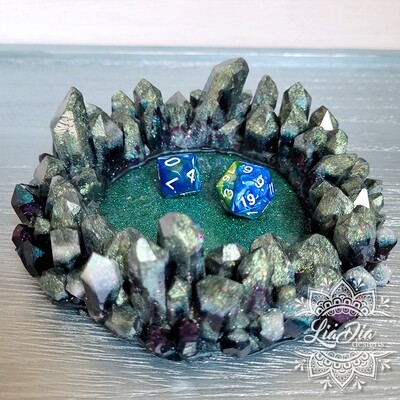Crystal Crown Candle Ring / Dice Tray - Fantasy Fluorite
