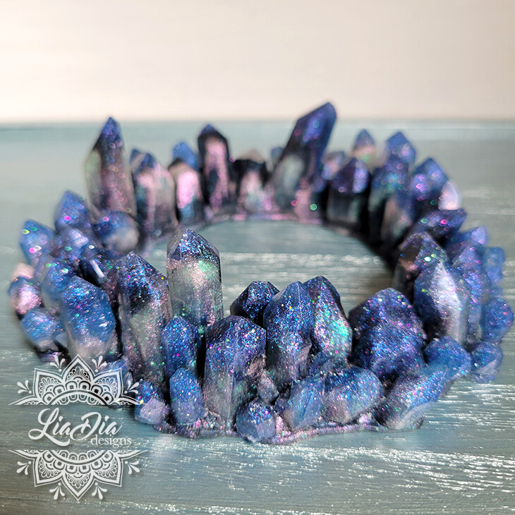Crystal Crown Candle Ring / Dice Tray - Galactic Goldstone