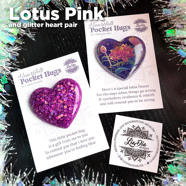 Pocket Hug Pairs - Washi Tape and Glitter Hearts - Set of 2 Hearts