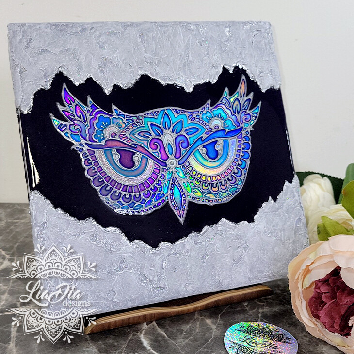 COMMISSION AVAILABLE - Under The Surface - Owl - 8x8" Canvas