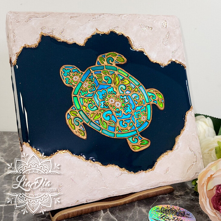 Under The Surface - Sea Turtle - 8x8" Canvas