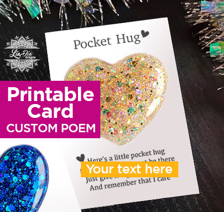Pocket Hug Card - Printable PNG / JPG - Custom Poem