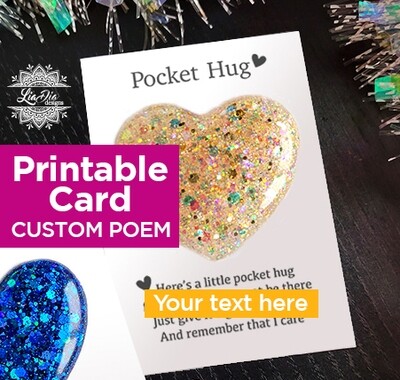 Pocket Hug Card - Printable PNG / JPG - Custom Poem