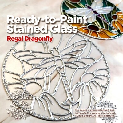 Artisan Ready-to-Paint Stained Glass Suncatcher - Regal Dragonfly