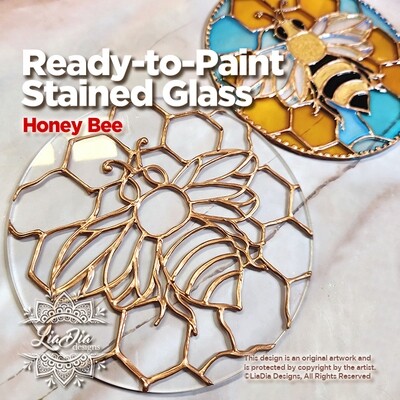 Artisan DIY Ready-to-Paint Stained Glass Suncatcher - Honey Bee