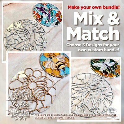 Artisan DIY Ready-to-Paint Stained Glass Suncatcher Bundle - Mix & Match - 3 Designs
