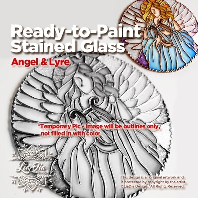 Artisan Ready-to-Paint Stained Glass Suncatcher - Angel & Lyre