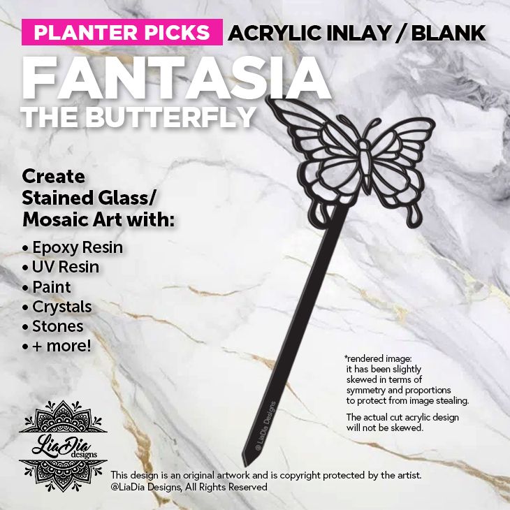Planter Pick Silhouette - Fantasia -  Black Acrylic Blank