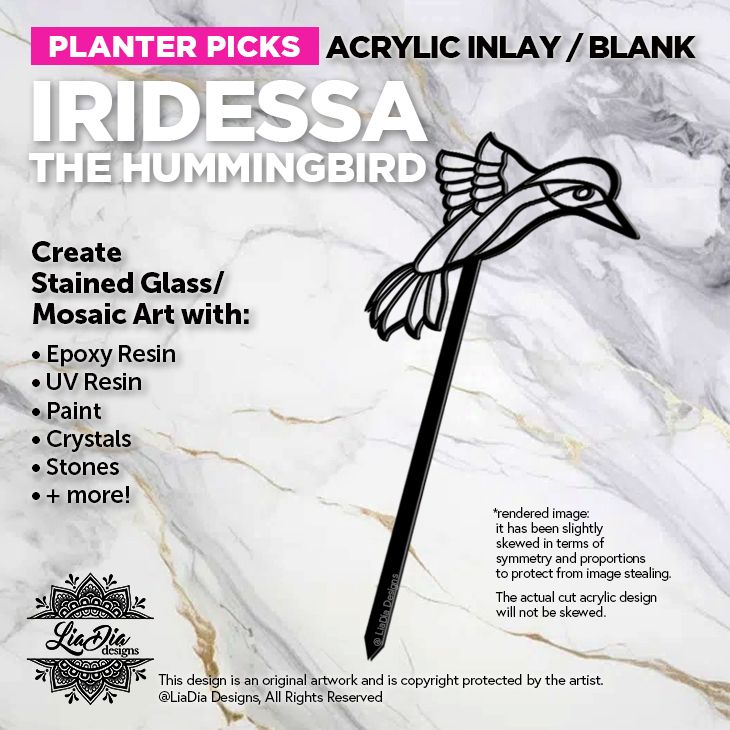 Planter Pick Silhouette - Iridessa - Black Acrylic Blank