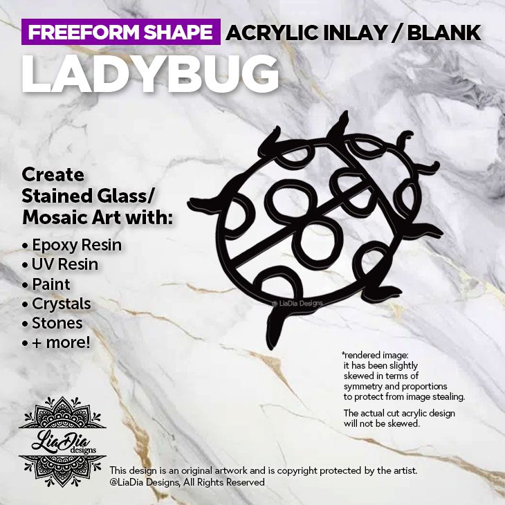 Freeform - Ladybug - Inlay / Silhouette - 5&quot; Black Acrylic Blank