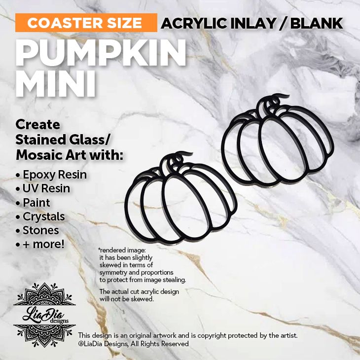 Coaster Minis - Pumpkin - Inlay / Silhouette Black Acrylic Blank - 2 pieces