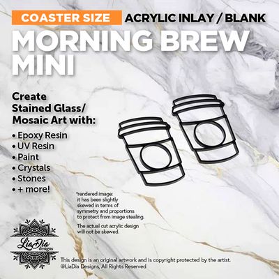 Coaster Minis - Morning Brew - Inlay / Silhouette Black Acrylic Blank - 2 pieces